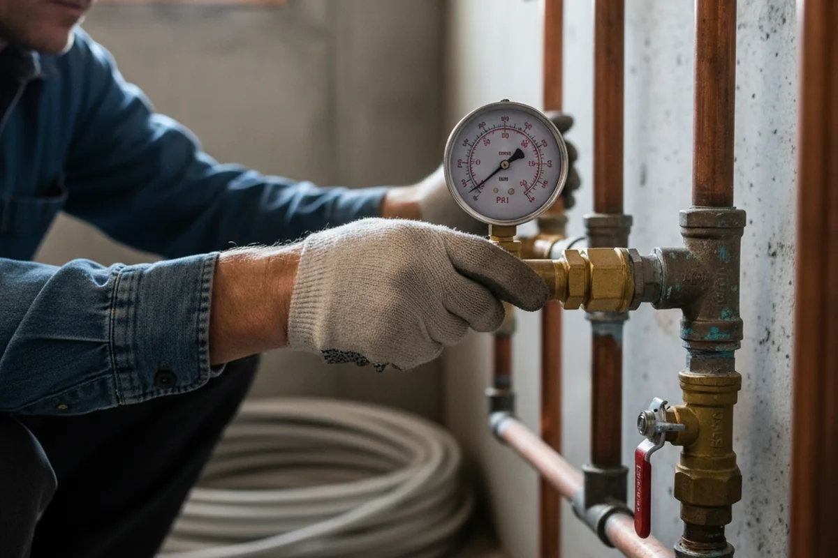 Pressure testing a repaired line during Water Line Repair in Eastover